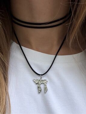 Silver Chai Pendant Necklace on Black Cord - Women's Spiritual Jewelry